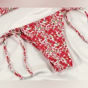 🤩 NEW LISTING! Miyouj NWOT String Bikini Cheeky Side Tie Floral Pink Green White